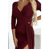 Numoco Shiny dress with neckline and slit | Shoptok.si