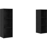 vidaXL Komplet TV omaric s polico 2 pcs Črni hrast 107 x 35 x 37 cm | Shoptok.si