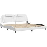 vidaXL Posteljni okvir z vzglavjem bel 200x200 cm umetno usnje, (21095406) | Shoptok.si