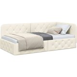 vidaXL Kutni okvir kreveta s uzglavljem Krema 90 x 200 cm Baršun | shoptok.hr