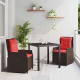 vidaXL Komplet za jedilnico v vrtu 3 pcs Rjava Poly ratan Cene