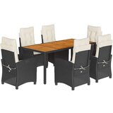 vidaXL 7-dijelni vrtni blagovaonski set s jastucima crni od poliratana | shoptok.hr