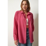 Happiness İstanbul Women's Pink Oversize Linen Ayrobin Shirt Cene