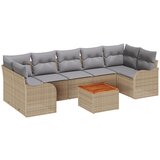 vidaXL 8-dijelni set vrtnih sofa s jastučićima bež poli ratan akacija, 2-sjedalna vrtna sofa s prostorom za pohranu i jastučićima bež poli ratan Cijene