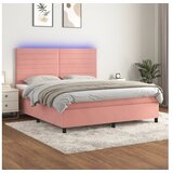 vidaXL Krevet box spring s madracem LED ružičasti 180x200cm baršunasti | shoptok.hr