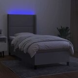  Krevet box spring s madracem LED svjetlosivi 90x200 cm tkanina | shoptok.hr