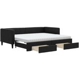  The Living Store Izvlečna dnevna postelja s predali črna 90x200 cm blago - Izvlečna Dnevna Postelja, (21450257) | Shoptok.si