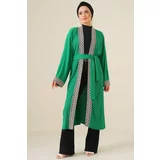 Bigdart 5865 Knitted Long Kimono with Embroidery - Green