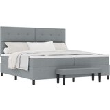 Box Spring Krevet s Madracem &amp Klupom Svjetlosiva 200x200 cm Tkanina | shoptok.hr