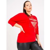 Fashion Hunters Red plus size blouse with a print Cene