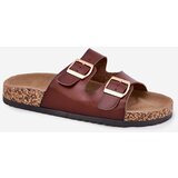 EVENTO Women's Slippers With Buckles Made Of Eco Leather Brown Iskira | Eponuda.ba