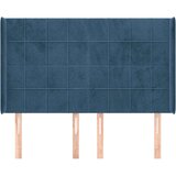  Vzglavje z ušesi temno modro 147x16x118/128 cm žamet, (20952675) | Shoptok.si