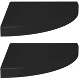 vidaXL plutajuće kutne police 2 kom crne 35 x 35 x 3,8 cm MDF | shoptok.hr