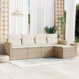 vidaXL 5-dijelni vrtni set sofa s jastucima bež od poliratana | shoptok.hr