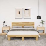  Okvir kreveta uzglavljem bez madraca 135x190 cm puno drvo hrast | Eponuda.com