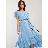 Fashion Hunters Light blue oversize dress with ruffles