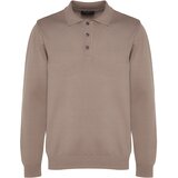 Trendyol Men's Mink Regular Fit Polo Neck Limited Edition Basic Knitwear Sweater.