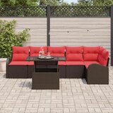  Vrtna sedežna garnitura 7 pcs Rjava in rdeča poli ratan, (5000135183) | Shoptok.si