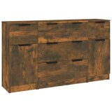 Maison Chic 3-delni Komplet komode - Predalnik dimljen hrast konstruiran les, (21719712) | Shoptok.si