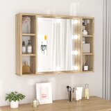 vidaXL Omarica z ogledalom in LED lučkami sonoma hrast 76x15x55 cm Cene