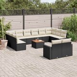  13-dijelni set vrtnih sofa s jastucima poliratan crni | shoptok.hr