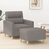  Fotelja s tabureom smeđesiva 60 cm od tkanine | shoptok.hr