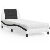 The Living Store Postelja z vzmetnico bela in črna 100x200 cm umetno usnje - Postelja, (21610587) | Shoptok.si