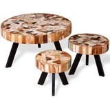  Set Stolića za Kavu od Masivnog Obnovljenog Drveta Tri Komada | shoptok.hr