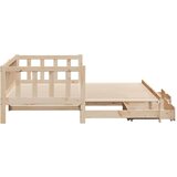vidaXL Izvlečna dnevna postelja s predali 90x200 cm trdna borovina | Shoptok.si