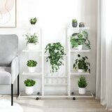  Stalak za cvijeće s kotačima 94,5x24,5x 91,5 cm bijeli željezni | shoptok.hr