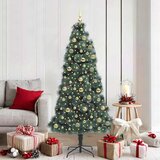 vidaXL Umijetna praznična smreka s setom kroglic Zelena 180 cm PET | Shoptok.si