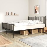 Maison Chic Kovinski Posteljni okvir - Dvoposteljna postelja - Zakonska postelja z vzglavjem in vznožjem črn 193x203 cm, (21697423) | Shoptok.si