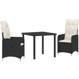 vidaXL set od 3 vrtnih stolica s jastučićima, crne poli ratanske boje | shoptok.hr