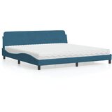 The Living Store Postelja z vzmetnico modra 200x200 cm žamet - Postelja, (21660274) | Shoptok.si