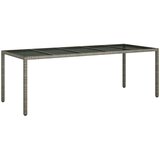 vidaXL Vrtna jedilna miza Siva 250x100x75 cm Poli ratan | Shoptok.si