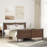 Maison Chic Kovinski Posteljni okvir - Dvoposteljna postelja - Zakonska postelja brez vzmetnice rjavi hrast 140x190 cm, (21694667) | Shoptok.si