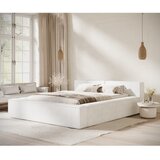 Maison de Rêve Kremno bela oblazinjena zakonska postelja s prostorom za shranjevanje z letvenim dnom 140x200 cm Voliera – | Shoptok.si