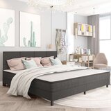 vidaXL Boxspring postelja temno sivo blago 200x200 cm Cene