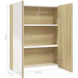 vidaXL Kopalniška omarica z ogledalom 60x15x75 cm MDF bela in hrast | Shoptok.si