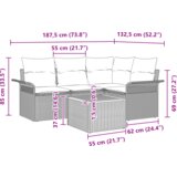 vidaXL 5-delni vrtni kavč s blazinami Bež Poli ratan Acacia | Shoptok.si