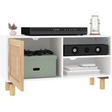 TV ormarić bijeli 80x30x40 cm od borovine i prirodnog ratana | shoptok.hr