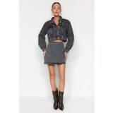 Trendyol Anthracite Buttoned Mini Denim Skirt | shoptok.hr