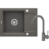 Deante zqz T11A sudopera, 1 korito, 15cm, granitna + ben T62M slavina, 355mm, antracit | ePonuda.com