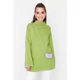Trendyol Green Stand Up Collar Sleeve Detailed Knitwear Sweater