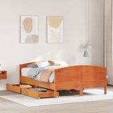 Maison Chic Posteljni okvir - Dvoposteljna postelja - Zakonska postelja brez vzmetnice voščeno rjav 140x190 cm borovina-J13405, (21769138) | Shoptok.si