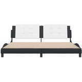  Posteljni okvir z vzglavjem črn in bel 200x200 cm umetno usnje | Shoptok.si