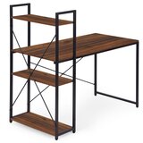 ModernHome uredski stol 120 × 60 cm s policom i 3 police – crno tamno smeđi | shoptok.hr