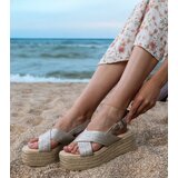  Silver platform espadrille sandals with straps Olisa | ePonuda.com