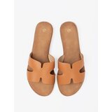 Shelvt Caramel women's flip-flops with cutouts | shoptok.hr