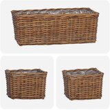  Košara za rastline s shranjevanjem 3 pcs Rjava Kubu rattan, (5000207854) | Shoptok.si